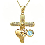 14K Gold Plated Cubic Zirconia Infinity Heart Pendant Necklace for Women