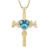 14K Gold Plated  Birthstone Cross Necklace  Pendant Necklace Mother's Day Birthday Gifts for Women