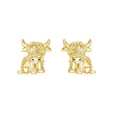 Sterling Sliver Highland Cow Stud  Dangle Earrings