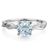 Sterling Silver 7x7mm Round Cut Gemstone Twist Infinity Engagement Ring for Women