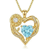 14K Gold Plated Birthstone  Sunflower Pendant Necklace for Women  Anniversary Christmas Birthday Gift