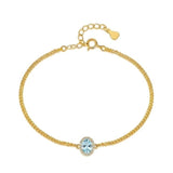 14K Gold Plated Halo Oval Birthstone Cuban Chain Bracelets for Her