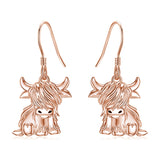 Highland Cow Dangle Earrings 925 Sterling Sliver Cow Drop Earrings Christmas gift for Women Girls