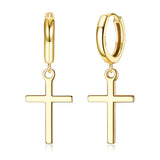 Sterling Silver Cross Minimalist Hoop Earrings