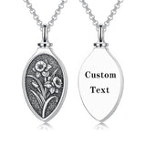 Sterling Silver 12 Month Birth Flower Urn Necklace for Ashes