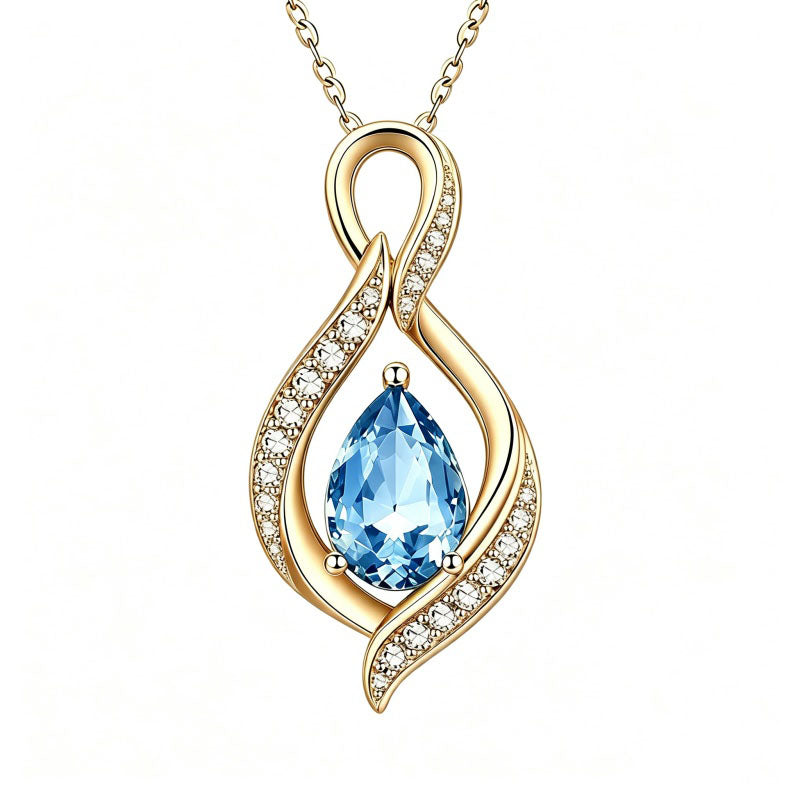 14K Gold Plated  Birthstone Infinity Symbol Pendant  Necklace Anniversary Christmas Birthday Jewelry Gift