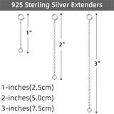 3 Pcs 925 Sterling Silver Necklace Extender Sterling Silver Chain Extenders for Necklaces Bracelet Extender