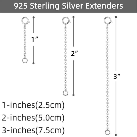 Sterling Silver 3 Pcs Extender Chain Necklace