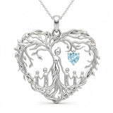 Sterling Silver Heart Pendant Birthstone Tree of Life Mother Child Family Necklace