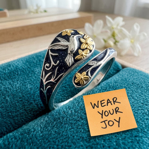 Sterling Silver Turquoise Hummingbird Butterfly Sunflower Adjustable Spoon Ring