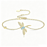 14K Gold Plated Birthstone Dragonfly Anklet Bracelet Birthday Gifts for Her