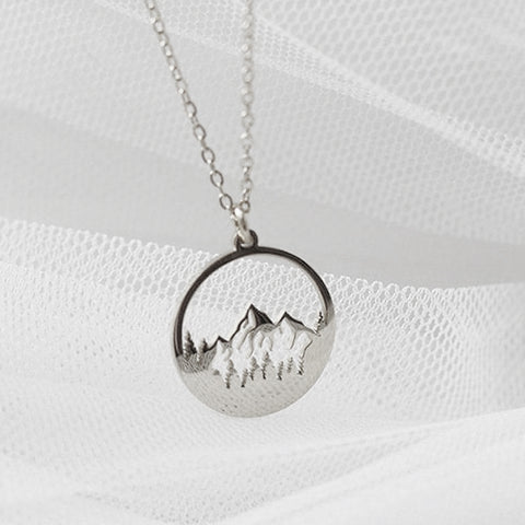 14K Gold Mountain Pendant Necklace