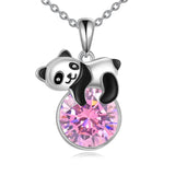 Panda Necklace Sterling Silver Panda Pendant Birthstone Jewlery Gift for Women