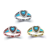 Copper  Personalized Birthstone Engraved Class Rings for Women, College Senior High School Ring
