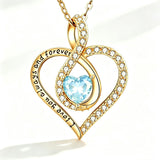 14K Gold Plated Love Heart Birthstone Necklace for Women