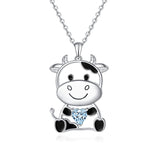 Sterling Silver Birthstone Cow Pendant Necklace