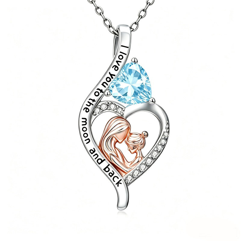 14K Gold Plated Birthstone Heart Infinity Necklace Mother's Day  Gift