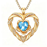 14K Gold Plated  Birthstone Rose Flower Heart Necklaces for Women  Birthday Christams Valentine's Day Jewelry Gift