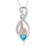 Sterling Silver Birthstone Infinity Heart Mother Daughter Pendant Necklace