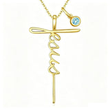 14K Gold Plated Birthstone Faith Cross Necklace for Women Christian Catholic Protection Jewelry