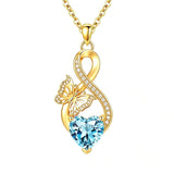 14K Gold Plated Infinity Birthstone  Butterfly Cross Necklace for Women