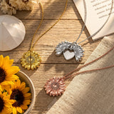 Sterling Silver Personalized Photo Sunflower Necklace