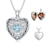 Sterling Silver Heart Crystal Personalized Picture Heart Locket Pendant Necklace