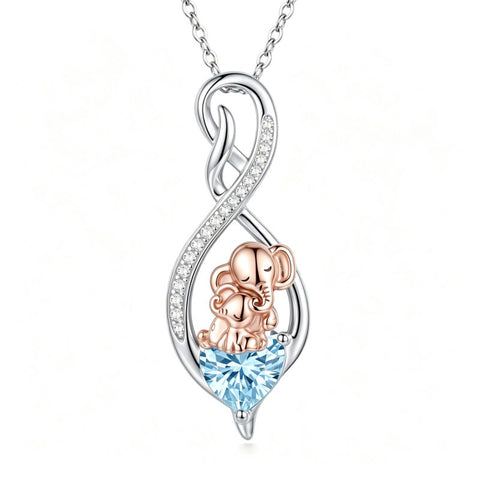 Sterling Silver 12 Month Birthstone Infinity Heart Animal Pendant Necklace Christmas Birthday Jewelry Gift
