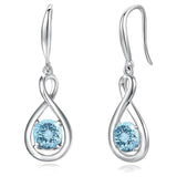 925 Sterling Round Gemstone Birthstone Dangle Earrings