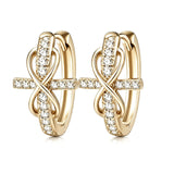 14K Gold Plated Cubic Zirconia Cross Infinity Hoop Earrings for Women