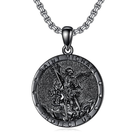 Sterling Silver St Michael St Christopher Pendant Necklace