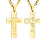14K Gold Plated Bible Verse Football Cross Pendant Necklace