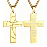 14K Gold Plated Bible Verse Basketball Cross Pendant Necklace for Men