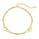 14K Gold Plated Infinity Double-Layer Chain Heart Bracelet for Women