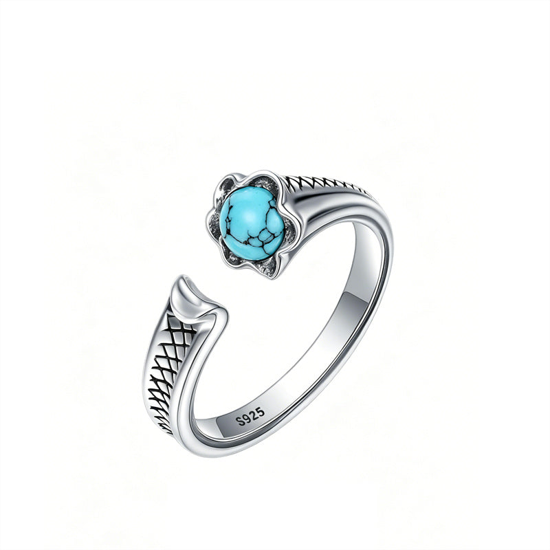 Sterling Silver Turquoise Adjustable  Rings for Women