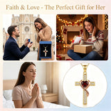 14K Gold Plated  Birthstone Cross Necklace Engraved I Love You Forever