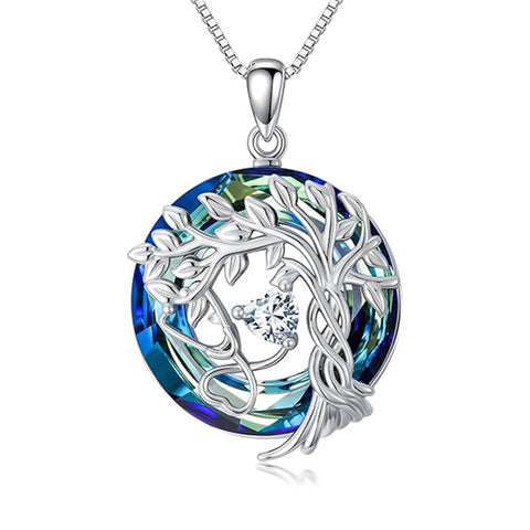 Sterling Silver Birthstone Crystal Tree of Life Stethoscope Pendant Necklace