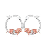 Sterling Silver Birthstone  Dachshund Hoop Earrings