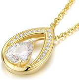 Sterling Silver Teardrop Birthstone Pendant Necklace Valentine's Day Gifts for Her