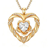 14K Gold Plated  Birthstone Rose Flower Heart Necklaces for Women  Birthday Christams Valentine's Day Jewelry Gift