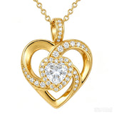 14K Gold Plated Love Heart Birthstone Necklace for Women