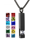 Stainless Steel Birthstones Cross Urn Necklaces for Ashes