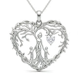 Sterling Silver Heart Pendant Birthstone Tree of Life Mother Child Family Necklace