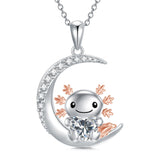 Sterling Silver 12 Birthstones Axolotl  Pendant Necklace