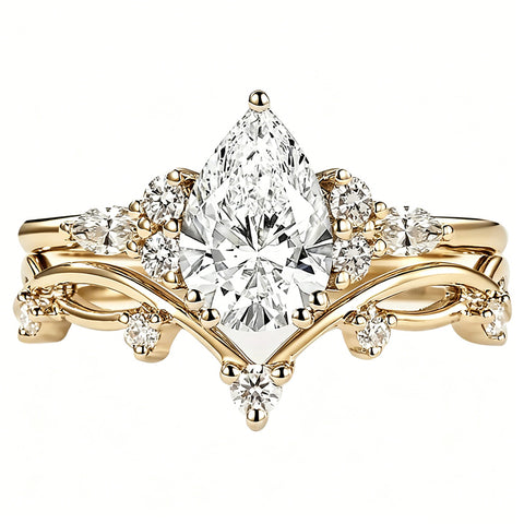 Sterling Silver 10K 14K 18K Gold 1CT-4CT Heart Round Teardrop Oval Moissanite Engagement Rings Set for Women