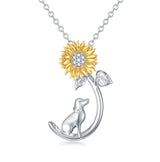 Sterling Silver Crystal Birthstone Cat Dog Pendant Necklace