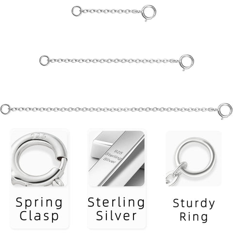 Sterling Silver 3 Pcs Extender Chain Necklace