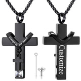 Stainless Steel Birthstones Cross Urn Necklaces for Ashes