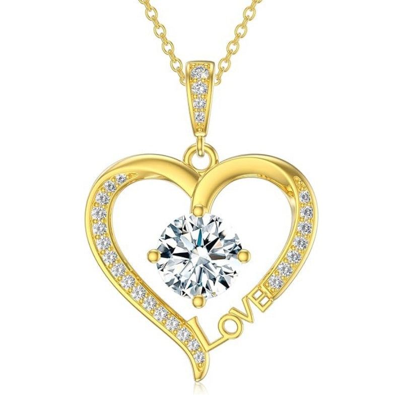 14K Gold Plated  12 Months Heart Birthstone Pendant Necklace Birthday Wedding Anniversary Jewelry Gifts for Women