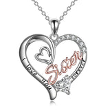 Sterling Silver Birthstone Sister Pendant Necklace Engraved WithI Love You Forever